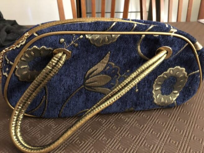 Ladies Blue & Gold Handbag