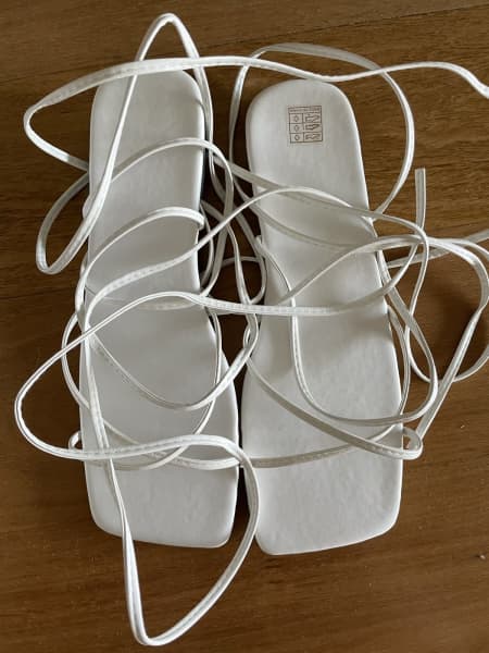 Ladies White Strappy Sandals