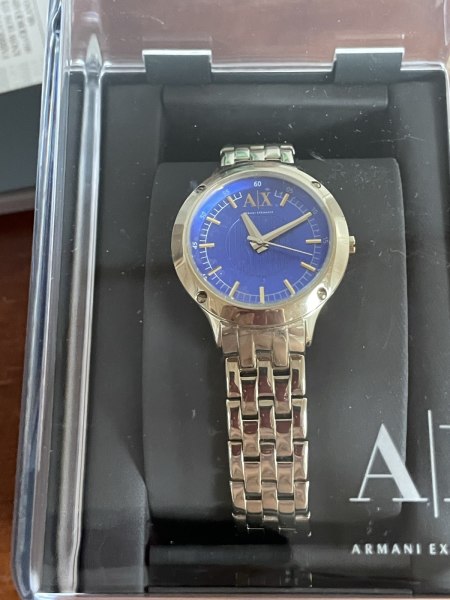 Armani Exchange Watch Gold Tone SS Blue Dial AX5418
