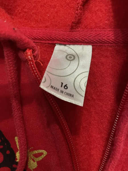 Girls Red Butterfly Hoodie