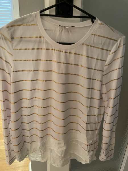 Miss Shop White Gold Stripe Top