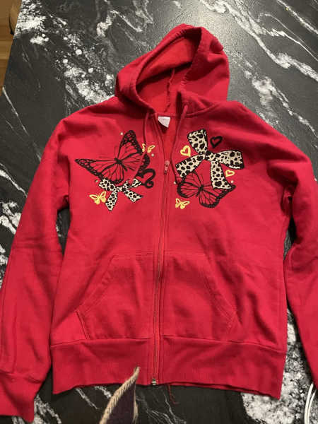 Girls Red Butterfly Hoodie