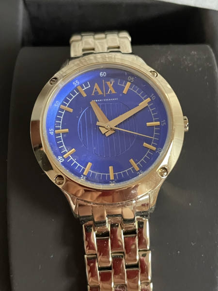 Armani Exchange Watch Gold Tone SS Blue Dial AX5418