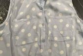 H&M Blue Polka Dot Top