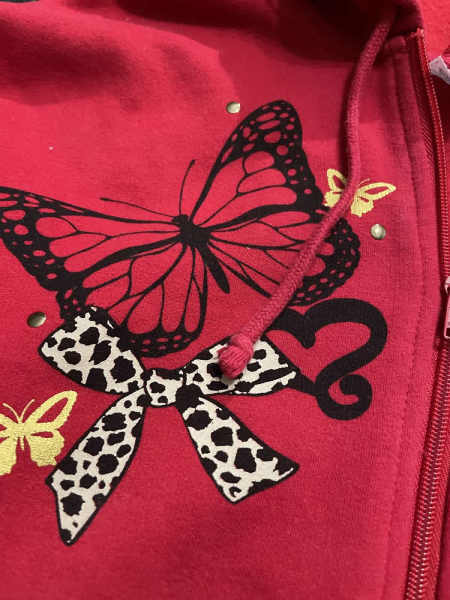 Girls Red Butterfly Hoodie