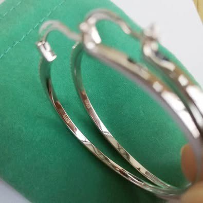 Earrings Sterling Silver Zirconia Hoop