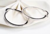 Earrings Sterling Silver Zirconia Hoop