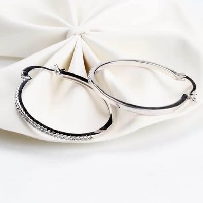 Earrings Sterling Silver Zirconia Hoop