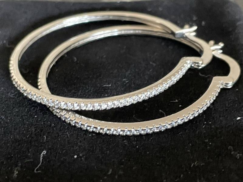 Earrings Sterling Silver Zirconia Hoop