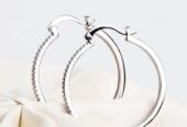Earrings Sterling Silver Zirconia Hoop