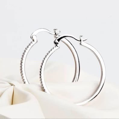 Earrings Sterling Silver Zirconia Hoop