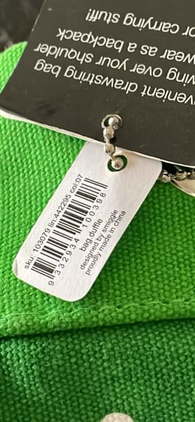 Smiggle Green Duffle Bag
