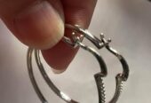 Earrings Sterling Silver Zirconia Hoop