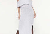 Bardot Knit Dress Off Shoulder light pink