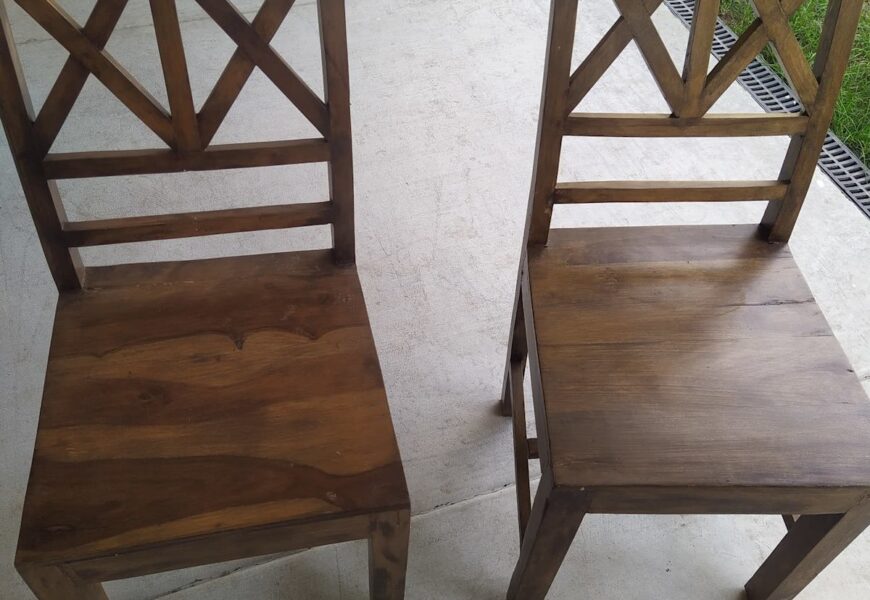 wood dining room table and chairs