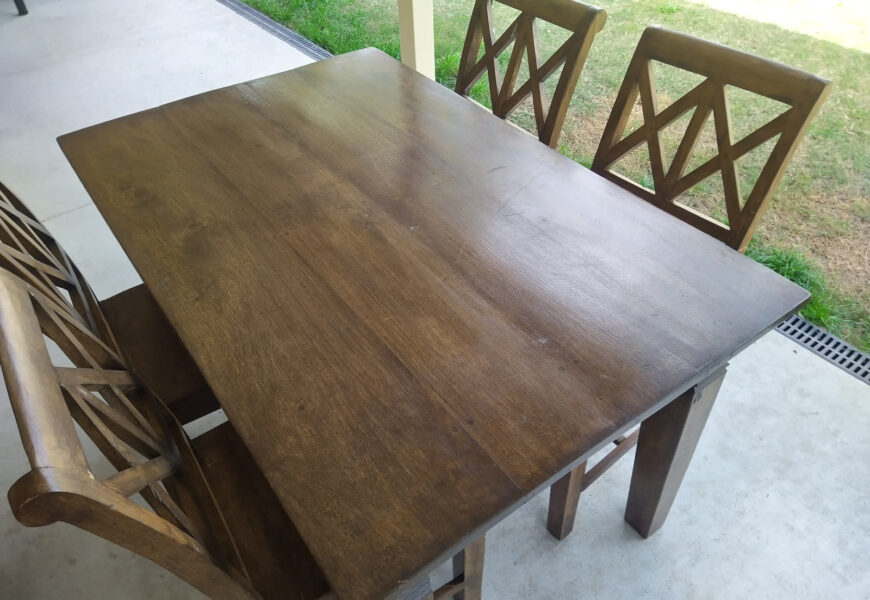 wood dining room table and chairs