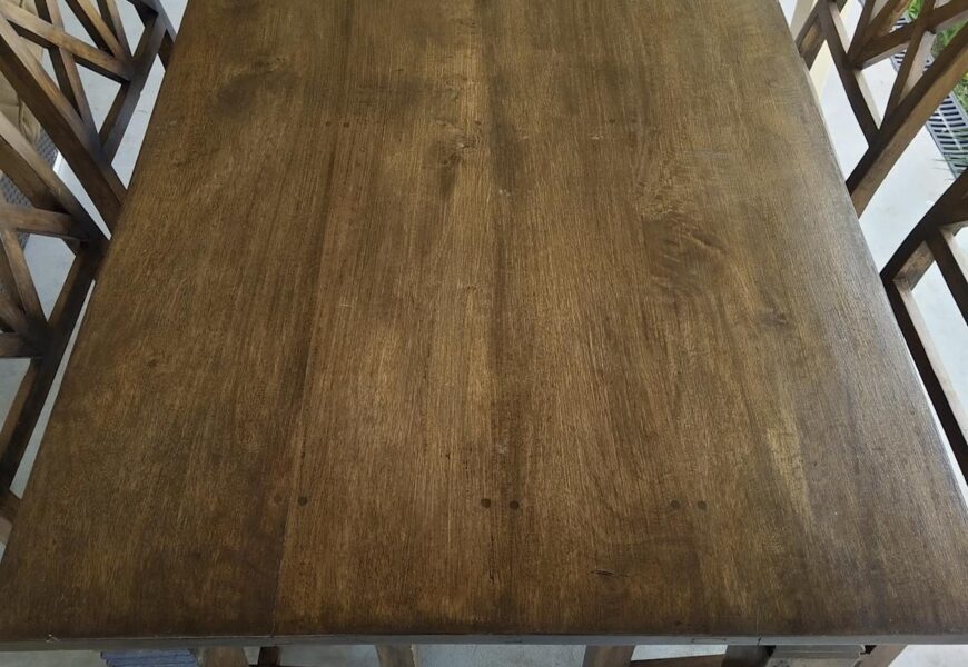 wood dining room table and chairs