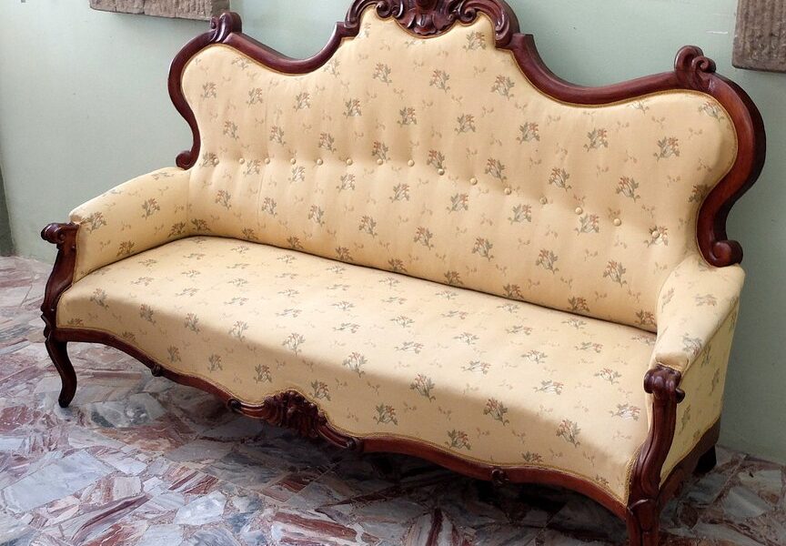 Antique Italian Walnut Sofa